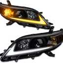 Alpha Owls Sequntial LED PRO Series Projector Headlights with Switchback Dynamic LED Strip|Compatible With 2011-2020 Toyota Sienna|8742303|Black Amber