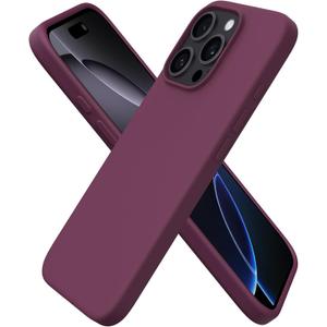 ORNARTO Compatible with iPhone 16 Pro Case 6.3", Slim Liquid Silicone 3 Layers Soft Gel Rubber Shockproof Protective Cover with Anti-Scratch Microfiber Lining-Wine Red