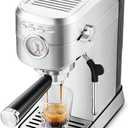 CASABREWS CM5418 Espresso Machine 20 Bar, Compact Espresso Maker with Steam Milk Frother, Stainless Steel Coffee Machine with 34oz Removable Water Tank for Cappuccino, Latte, Silver (A-Silver)