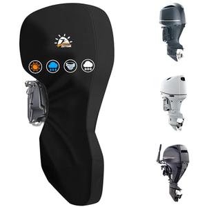 Zettum Outboard Motor Cover - 600D Full Boat Motor Cover Waterproof & Heavy Duty, Fade-Resistant Boat Engine Cover, Fit for Motor up to 25 HP, Black