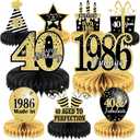 9PCS 40th Birthday Decorations 40th Birthday Centerpieces for Tables Decorations Vintage 1986 Honeycomb Table Topper Back in 1986 40th Birthday Decorations for Men and Woman 40 Years Birthday Party