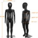 Child Mannequin, Kids Mannequins Full Body 43.3 Inches, Black Children Dress Form Mannequins, Realistic Detachable Manikin Body Display with Metal Base
