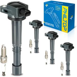 PHILTOP Ignition Coil Pack and Iridium Spark Plugs Fits for Honda 2010-2014 CR-V, 2008-2012 Accord 2.4L, 2012-2015 Civic 2.4L, 2012-2015 Crosstour 2.4L, Acura 2013-2015 ILX 2.4L, 4PCS UF602