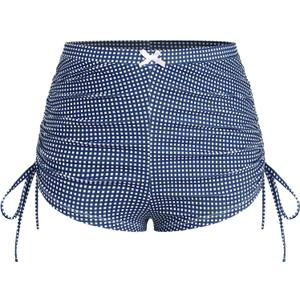 ZAFUL Women's Swim Shorts High Waisted Bow Gingham Floral Print Boyshorts Bathing Suit Swimsuit Bottoms Board Shorts (Medium, 3-gingham Blue)