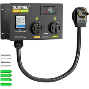 NEMA 14-50R (4 Prong) Dryer Splitter with Breaker - 240V Dryer Splitter for EV, NEMA 14-30 to 14-50 Auto Switch for Dryer & EV,Fast Charge for 2 EVs, Prioritizing Left-Side Power Supply