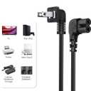 CableCreation 3 Feet 18 AWG Angled 2-Slot Non-Polarized Angle Power Cord (IEC320 C7 to Nema 1-15P), 0.915M / Black