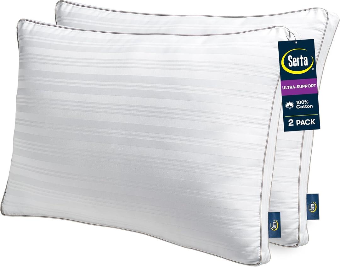 Serta Down Illusion Ultra Support Cotton Pillows, Standard/Queen (2 Pack)