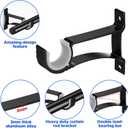 20-Pack Heavy Duty Black Curtain Rod Brackets Aluminum Alloy & PVC Wall Mount Hooks for 1 to 1.2 Drape Rods Rust-Proof, Sturdy Support for Indoor/Outdoor Use