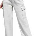 Cargo Sweatpants Women Wide Leg High Waisted Sweat Pants with Pockets Womens Lounge Casual Joggers (Gray, XXL)