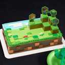 DecoSet Mobs Beware Minecraft Cake Topper, 6-Piece Stackable Cake Decoration, Interlocking 3D Blocks With Characters, Food Safe Birthday Cake Decoration