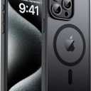Magnetic for iPhone 15 Pro Case, [Compatible with MagSafe] [Military Grade Drop Protection] Translucent Matte Shockproof Anti-Scratch Phone Case for Women and Men, Black