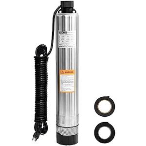 WASSERMANN 4" Effluent/Cistern Bottom Suction Pump with 33FT Cable,1HP,115V/60HZ,32GPM,207FT Head,Stainless Steel Deep Well Submersible Pump for Septic Tank Home and Industrial Agricultural