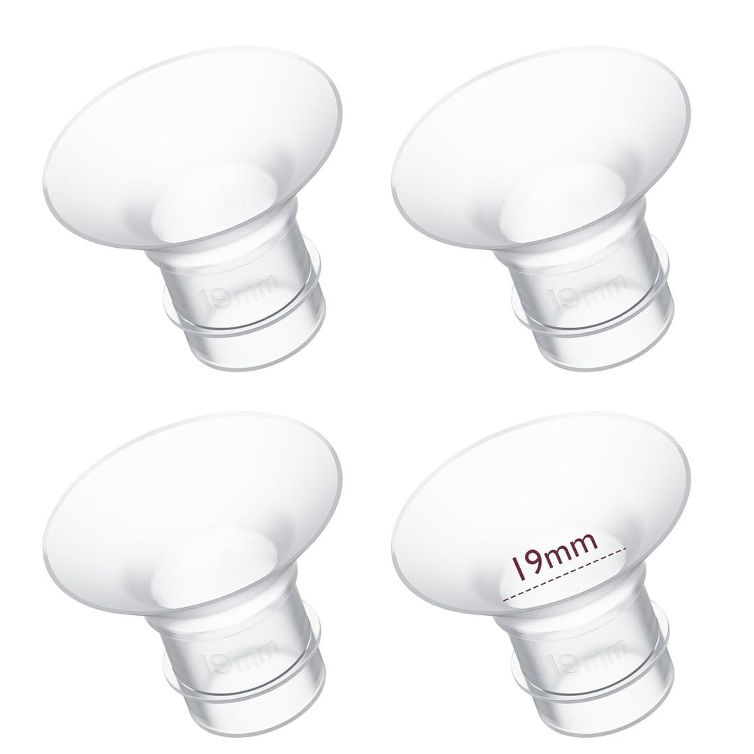 Momcozy Flange Insert 19mm Compatible with 24mm Flange/Shield of Most Pumps, Insert for Breast Pump Replacement Accessories, 4PCS 19mm (Transparent) Momcozy Flange Insert 19mm Compatible with 24mm Flange/Shield of Most Pumps, Insert for Breast Pump Replacement Accessories, 4PCS 19mm (Transparent)