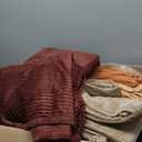 24 Pcs Terracotta Wedding Flannel Throw Blanket Bulk 50 x 60 Inch with to Have to Hold Card Striped Ribbed Soft Throw Blanket Lightweight Blankets for All Seasons Wedding Gifts Sofa Room(Terracotta)