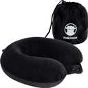 Travel Neck Pillow, Top Memory Foam Pillow for Head Support, Ideal for Airplanes, Cars, and Home Recliners, Adjustable and Soft (Black)