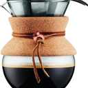 BODUM 17oz Pour Over Coffee Maker, High-Heat Borosilicate Glass with Reusable Stainless Steel Filter and Cork Grip 