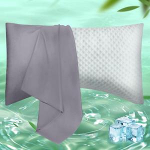 Curved Pillow Case Queen Size, Side Sleeper Pillow Cases Cover Cooling Rayon Derived from Bamboo with Zipper for hot Sleepers Hair and Skin, Breathable Silky Soft Pillowcase 1 Pack 20 * 30 Inches (Dark Grey (Pillow Case Only))