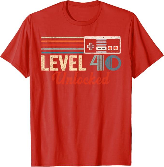 Unlocked Level 40 Birthday Boy Video Game Controller T-Shirt, Size XL