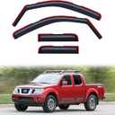 in-Channel Rain Guards for Nissan Frontier 2005-2021 & Suzuki Equator 2009-2012 Crew Cab, Window Visor Shields Vent Deflector Shade Wind Dark Smoke 2006 2007 2008 2010, Tape-On Inside-Mount, 4PCS