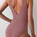 Eomenie One Piece Swimsuit for Women Tummy Control Plunge V Neck Bathing Suit Slimming Wide Straps Swimwear (Pink, XL)
