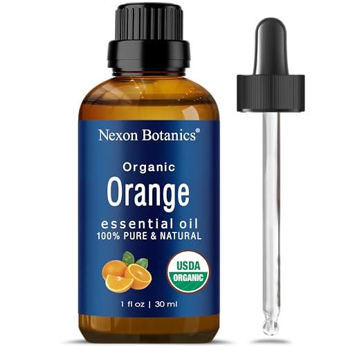 Organic Orange Essential Oil 30ml - Undiluted Natural Sweet Orange Essential Oils for Diffuser, Aromatherapy and Skin Care - Pure Cold Pressed Orange Oil Essential Citrus - Nexon Botanics Pack 3