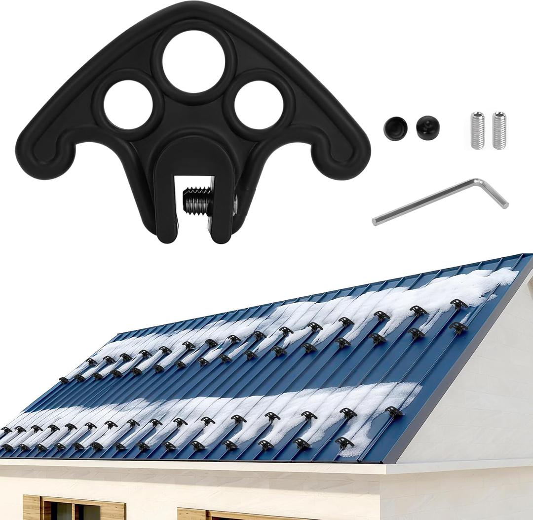 52 Pack Snow Guards for Metal Roofs,NoDrill Installation for Roofs, Snow Guards for Standing Seam Roofs with Seam Widths Less Than 1/2 Inch, Plastic Roof Ice Guard Prevent Rust