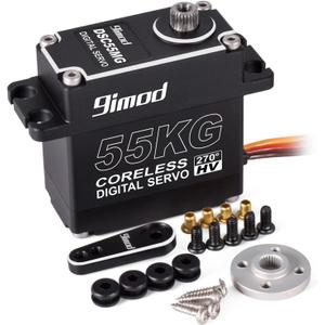 55KG High Torque Servo High Speed HV 8.4V Coreless RC Steering Servo Motors Stainless Steel Gear Low Profile Waterproof RC Crawler Servo for 1/8 1/10 1/12 Scale Cars DIY Robotic - 270 Degree