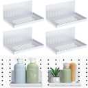Therwen 4 Pack Magnetic Pegboard Shelves Wall Organizer Metal Pegboard Shelf Steel Tray Accessories Organizing Tools for Craft Home Kitchen(8 x 4.7 x 3.5 Inches,White)