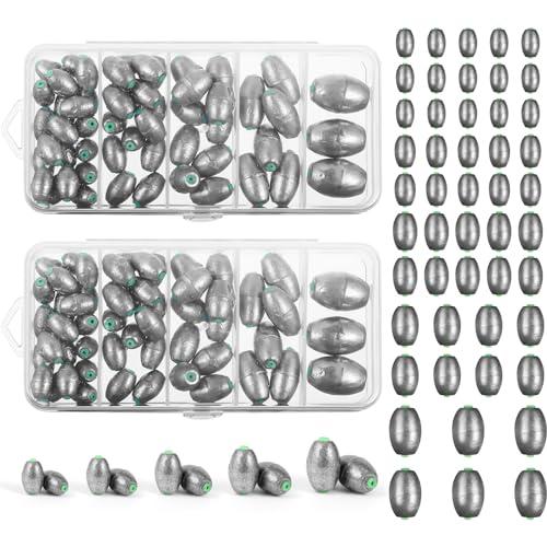 Poen 50 Pcs Egg Sinkers Fishing Sinkers Kit Removable Oval Shape for Drop Bass Worm Bullet Tackle Casting Saltwater Freshwater Fishing (1/8oz,1/4oz,3/8oz,1/2oz,1oz) Poen 50 Pcs Egg Sinkers Fishing Sinkers Kit Removable Oval Shape for Drop Bass Worm Bullet Tackle Casting Saltwater Freshwater Fishing (1/8oz,1/4oz,3/8oz,1/2oz,1oz)