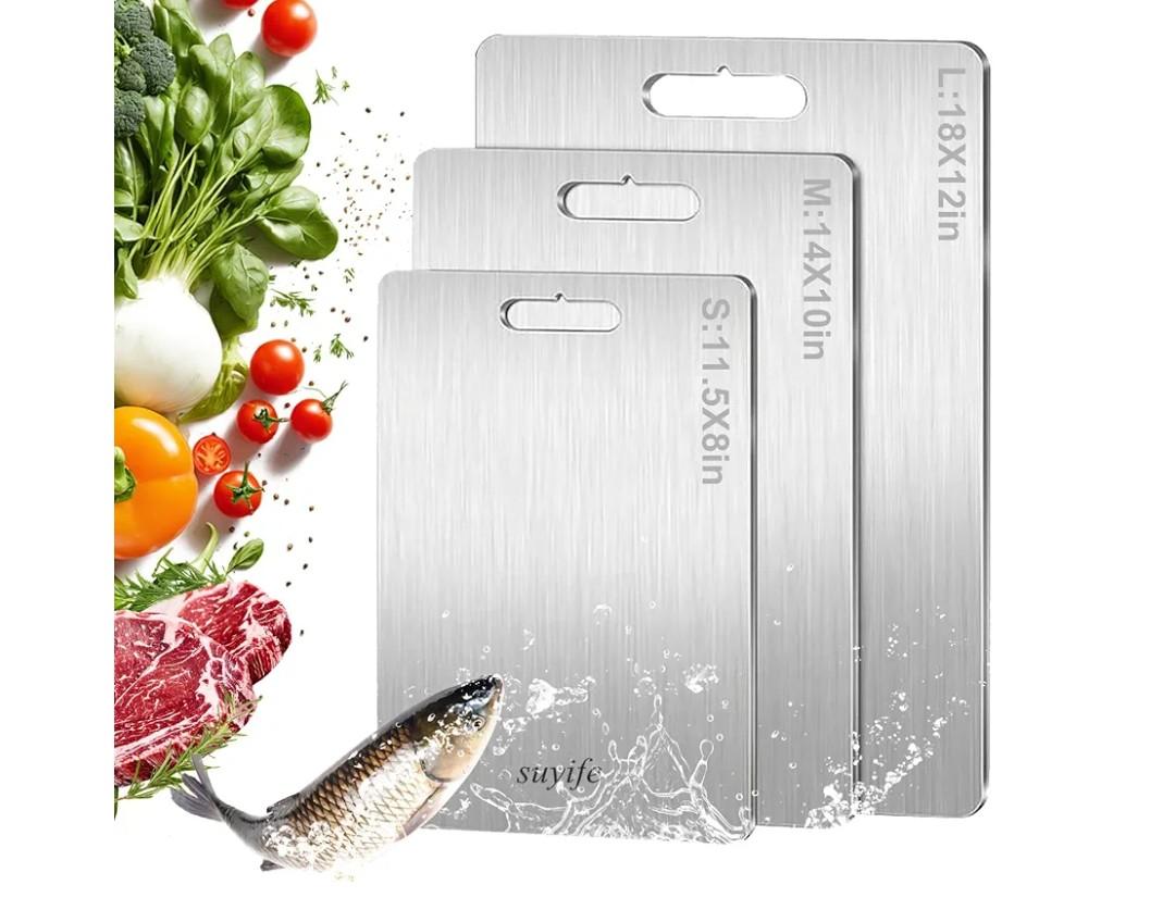 Titanium Cutting Board Set of 3,100% Pure Titanium Cutting Boards for Kitchen, 2025 New Double Sided Food-Grade Chopping Board for Cutting Meat Vegetable Fruit