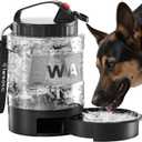 lesotc Dog Travel Water Bottle Portable with Pull-Out Drinking Bowl, 77oz Large Travel Water Bowl Dispenser for Dogs Camping Essentials Hiking Beach Road Trip Park Walking On The Go Must Haves, Black