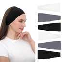 RITOPER Headbands for Women Non Slip, Wide Workout Headband Cotton Black White Head Bands Hair Bands for Women's Hair, Thick Headbands Head Wraps for Fashion, Yoga, Running, Spa Day, Party, Travel