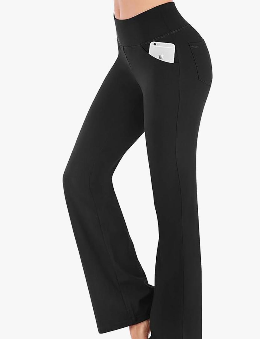 Yoga Pants Women Wide Leg High Waist Bootcut Workout Flare Leggings Tummy Control Work Dress Pants Women 4 Pockets XS