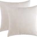 RainRoad Velvet Decorative Throw Pillow Covers Cushion Cover Pillow Case for Sofa Couch Bed Chair,Soft Square Cream Throw Pillows 18x18 Inch,Set of 2 (18" x 18" (Pack of 2), Cream)