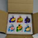 HDCRYSTALGIFTS 1.5'' Miniature Hand Blown Glass Tropical Fish Figurine Collectibles Handmade Art Glass Sea Animals Collection for Home Office Decor, Set of 6 (Multicolor)