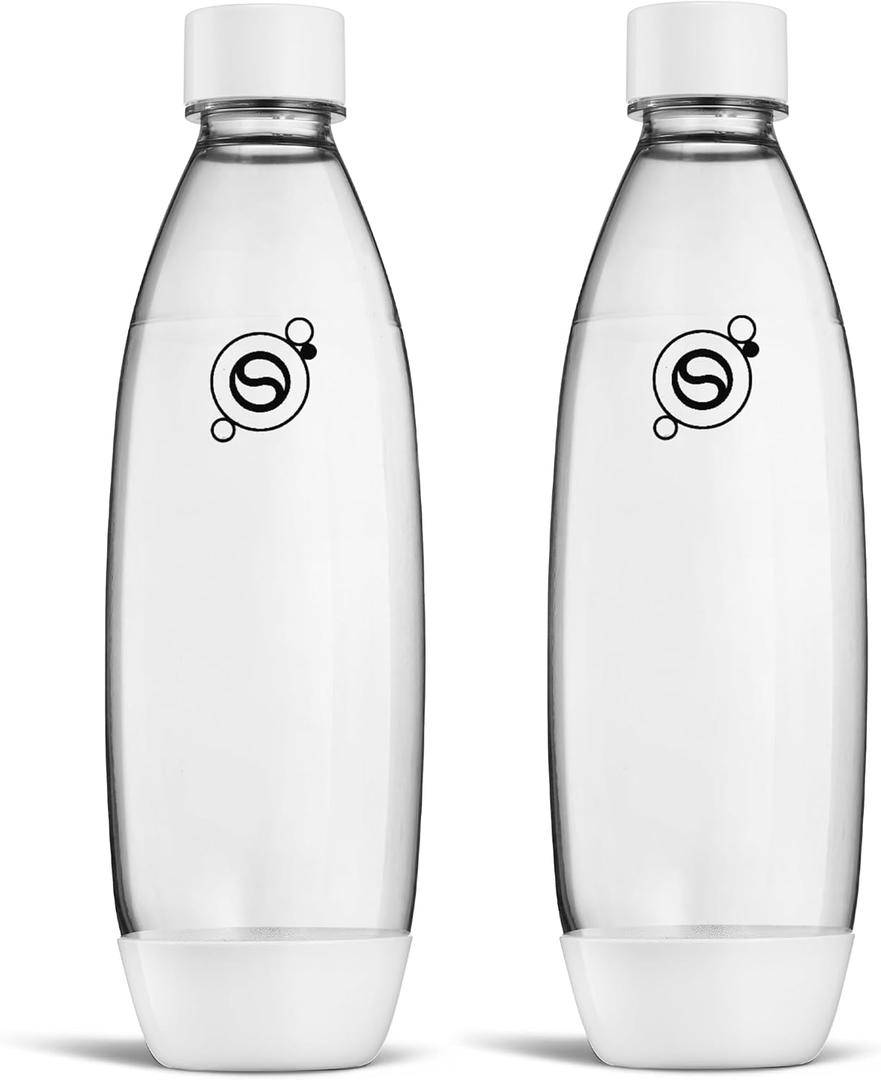 sodastream White 1L Slim Carbonating Bottles Twin Pack, Pack of 2
