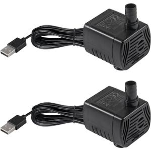2Pcs 3W USB Mini Submersible Water Pump DC3.5V-9 Small Fountain Pump for Aquarium Fish Tank Fountain Hydroponics Water Feature, Indoor Fountains