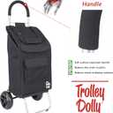 dbest products Trolley Dolly Black Foldable Shopping cart for Groceries with Wheels and Removable Bag and Rolling Personal Handtruck Standard