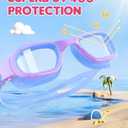 Kids Swim Goggles,Swimming Goggles for Kids 6-14, Anti-Fog UV Protection Pool Glasses for Boys Girls (Blue/Purple-clear)