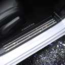 Luster Crystal Car Door Sill Plate Protectors, Bling Diamond Door Entry Guards Sill Scuff Cover Panel Step Protector Sticker with Sparkling Rhinestones Universal White & Black 2 Pcs
