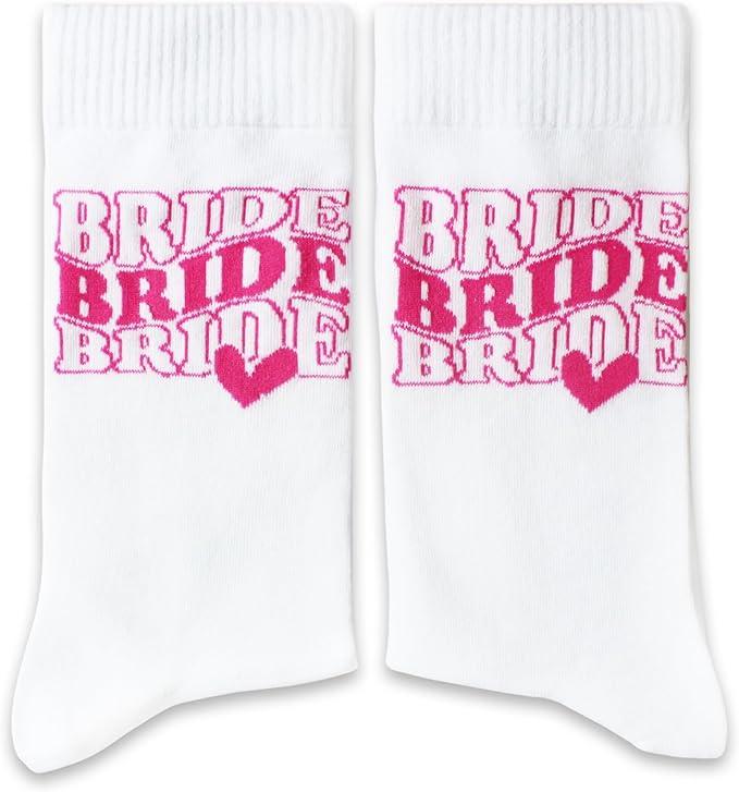 Pink Heart Bride Socks Collection  Bride & Team Bride Embroidered Wedding Socks for Women, Bachelorette Party Gifts