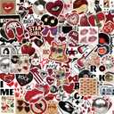 2 x 108 PCS Downtown Girl Stickers Aesthetic Sticker for Adults Downtown Girl Party Favors Red Aesthetic Vinyl Waterproof Stickers for Water Bottles