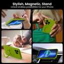 MCFANCE Magnetic Silicone Case with Stand for iPhone 13 Pro Max (6.7 inch) | Compatible with MagSafe, Shockproof Protection, Anti-Scratch Microfiber Lining | Mustard Green