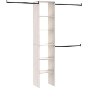 ClosetMaid SuiteSymphony Wood Closet Organizer Kit with Tower, (3) Hang Rods, (5) Shelves (2-Adjustable), Fits Spaces 4-9 ft. Wide, White Timber