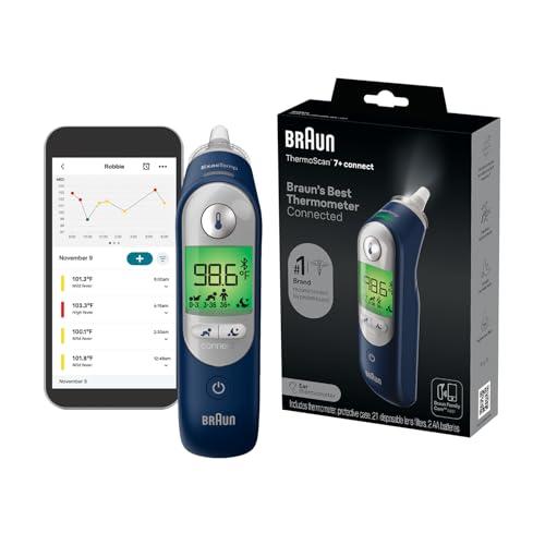 Braun ThermoScan 7+ Connect Digital Ear Thermometer - Family Care App Compatible, Age Precision Technology, Color-Coded Display, No. 1 Brand Recommended by Pediatricians