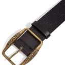 EMMIOL Cool Y2K Belt Women Black bb Belt Silver Buckle Oval D Ring Star Belts Trendy Streetwear Punk for Jeans (Black)