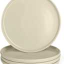 Amazon Basics Glazed Stoneware Dinner Plates, Ceramic 4-Piece Set, Microwave and Dishwasher-Safe, 10.5 in., Ivory