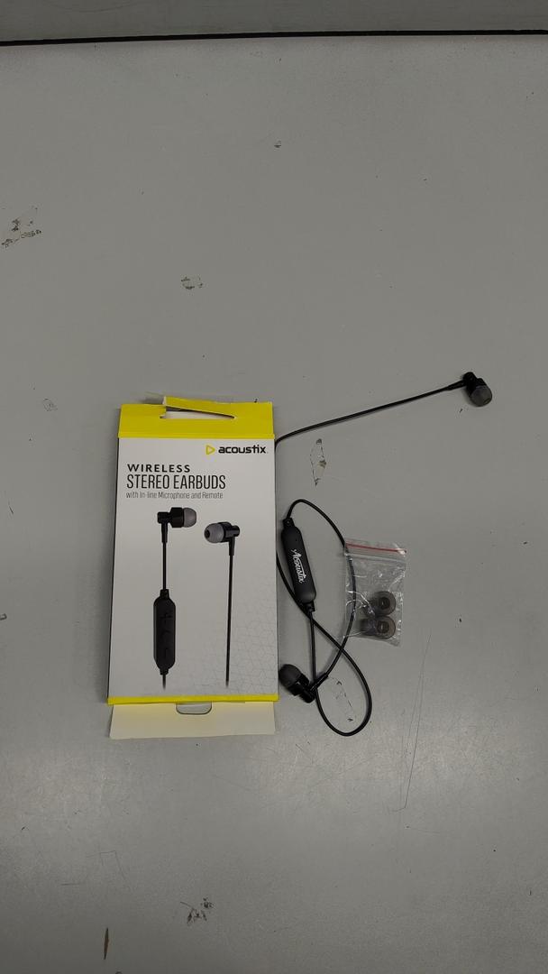 Acoustix Wireless Stereo Earbuds w In-Line Microphone and Remote (Black)