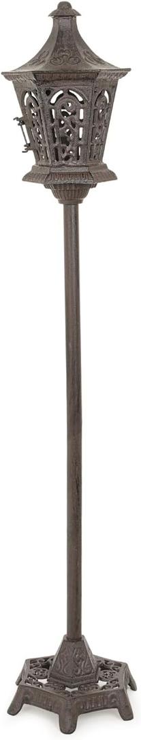Sungmor Outdoor Decorative Lanterns, 47" Tall Cast Iron Floor Standing Candle Holders, Rustic Lantern Stand for Lawn Yard, Heavy Garden Lamp Post Porch Decor, Large Landscaping Candle Lantern (Antique Brown)