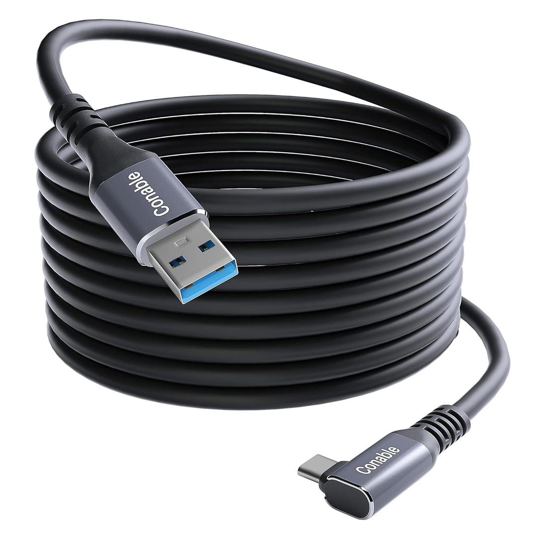 16FT VR Charging Link Cable | USB 3.0 High-Speed Data & Charge for Meta Quest 3S/3/2/Pro, Pico 4 and PC/SteamVR USB-C Charger Cord for VR Headset - Pink